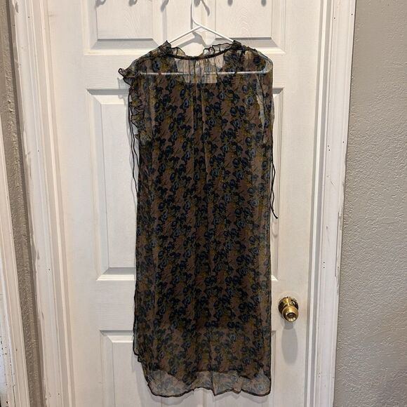 Natural Life Dress Small Floral Flutter Sleeve Boho Rayon Sheer Pintucks‎ - Picture 7 of 9